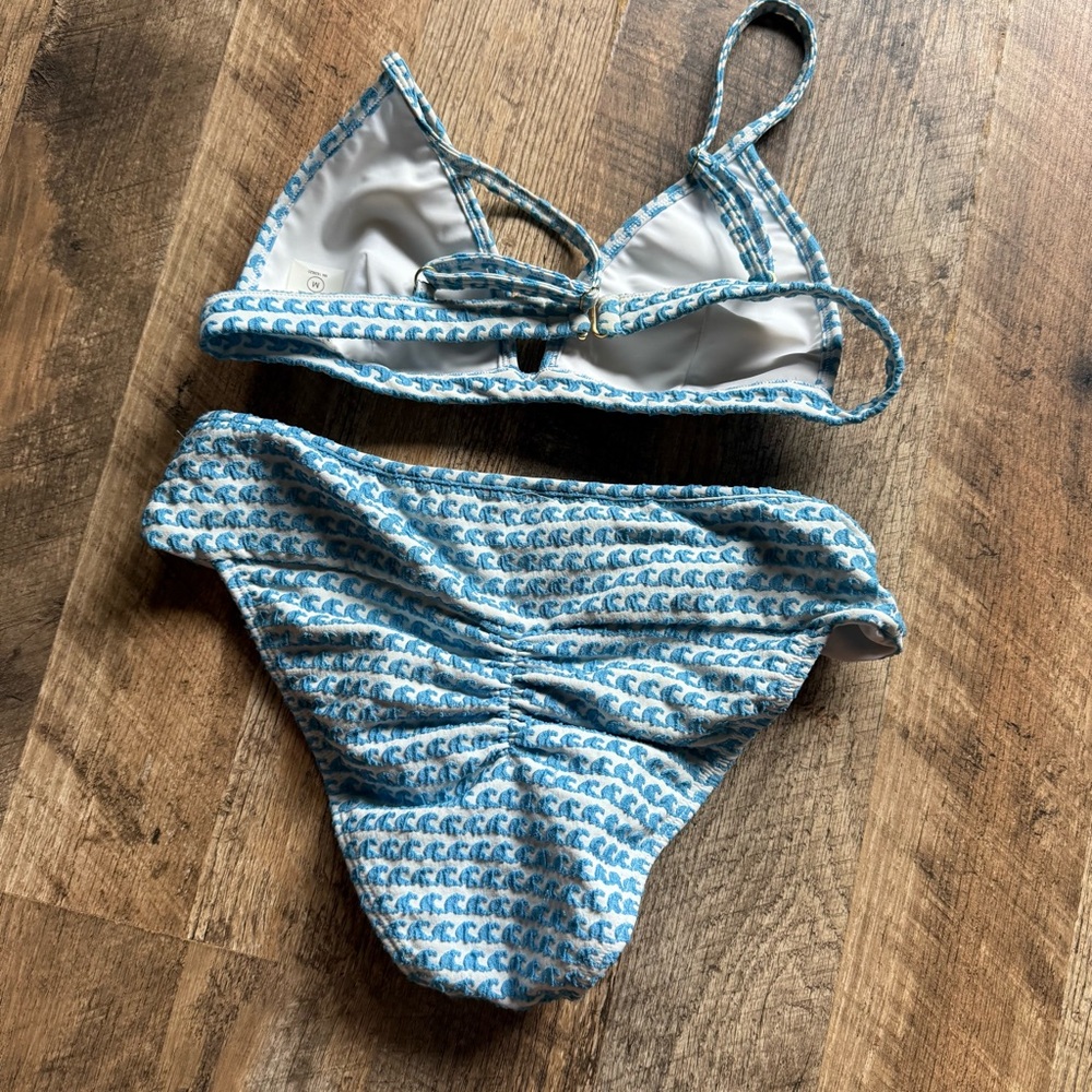 Montce Light Blue and White Wave Print Bikini - Picture 3 of 5